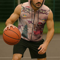 Christmas Costume Sleeveless Zip Hoodie Funny Hairy Body Xmas Tattoo - Wonder Print Shop