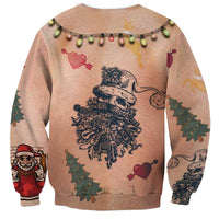Christmas Costume Sweatshirt Funny Hairy Body Xmas Tattoo - Wonder Print Shop
