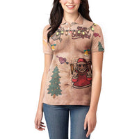 Christmas Costume Women Polo Shirt Funny Hairy Body Xmas Tattoo - Wonder Print Shop