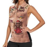 Christmas Costume Women Sleeveless Polo Shirt Funny Hairy Body Xmas Tattoo - Wonder Print Shop
