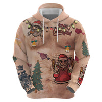 Christmas Costume Zip Hoodie Funny Hairy Body Xmas Tattoo - Wonder Print Shop