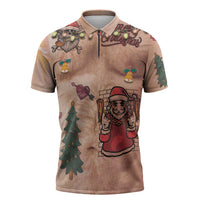 Christmas Costume Zipper Polo Shirt Funny Hairy Body Xmas Tattoo - Wonder Print Shop