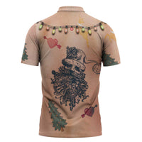 Christmas Costume Zipper Polo Shirt Funny Hairy Body Xmas Tattoo - Wonder Print Shop