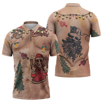 Christmas Costume Zipper Polo Shirt Funny Hairy Body Xmas Tattoo - Wonder Print Shop