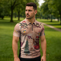 Christmas Costume Zipper Polo Shirt Funny Hairy Body Xmas Tattoo - Wonder Print Shop