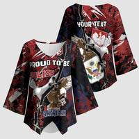 Personalized Polish American Heritage Month Kimono Sleeve Blouse Eagle With Grunge Style - Wonder Print Shop