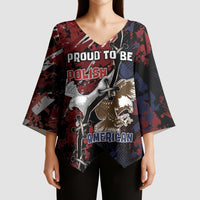 Personalized Polish American Heritage Month Kimono Sleeve Blouse Eagle With Grunge Style - Wonder Print Shop