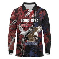 Personalized Polish American Heritage Month Long Sleeve Polo Shirt Eagle With Grunge Style - Wonder Print Shop