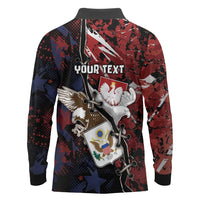 Personalized Polish American Heritage Month Long Sleeve Polo Shirt Eagle With Grunge Style - Wonder Print Shop