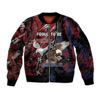 Personalized Polish American Heritage Month Sleeve Zip Bomber Jacket Eagle With Grunge Style - Wonder Print Shop
