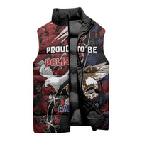 Personalized Polish American Heritage Month Sleeveless Puffer Jacket Eagle With Grunge Style - Wonder Print Shop
