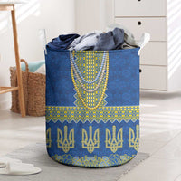 Ukraine Vyshyvanka Motif Laundry Basket Ukrainian Coat Of Arms Rose Patterns - Wonder Print Shop