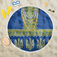 Ukraine Vyshyvanka Motif Beach Blanket Ukrainian Coat Of Arms Rose Patterns - Wonder Print Shop