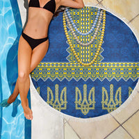 Ukraine Vyshyvanka Motif Beach Blanket Ukrainian Coat Of Arms Rose Patterns - Wonder Print Shop