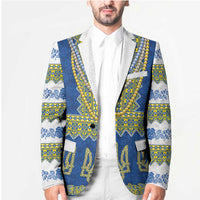 Ukraine Vyshyvanka Motif Blazer Ukrainian Coat Of Arms Rose Patterns - Wonder Print Shop