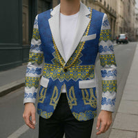 Ukraine Vyshyvanka Motif Blazer Ukrainian Coat Of Arms Rose Patterns - Wonder Print Shop