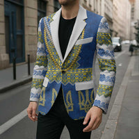 Ukraine Vyshyvanka Motif Blazer Ukrainian Coat Of Arms Rose Patterns - Wonder Print Shop