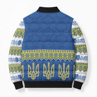 Ukraine Vyshyvanka Motif Bomber Puffer Jacket Ukrainian Coat Of Arms Rose Patterns - Wonder Print Shop