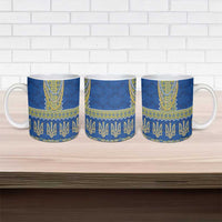 Ukraine Vyshyvanka Motif Ceramic Mug Ukrainian Coat Of Arms Rose Patterns - Wonder Print Shop