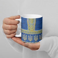 Ukraine Vyshyvanka Motif Ceramic Mug Ukrainian Coat Of Arms Rose Patterns - Wonder Print Shop