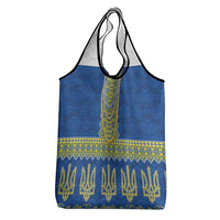Ukraine Vyshyvanka Motif Grocery Bag Ukrainian Coat Of Arms Rose Patterns - Wonder Print Shop