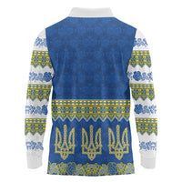 Ukraine Vyshyvanka Motif Long Sleeve Polo Shirt Ukrainian Coat Of Arms Rose Patterns - Wonder Print Shop