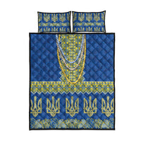 Ukraine Vyshyvanka Motif Quilt Bed Set Ukrainian Coat Of Arms Rose Patterns - Wonder Print Shop