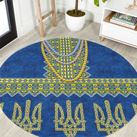 Ukraine Vyshyvanka Motif Round Carpet Ukrainian Coat Of Arms Rose Patterns - Wonder Print Shop