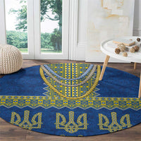 Ukraine Vyshyvanka Motif Round Carpet Ukrainian Coat Of Arms Rose Patterns - Wonder Print Shop