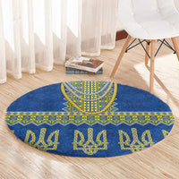 Ukraine Vyshyvanka Motif Round Carpet Ukrainian Coat Of Arms Rose Patterns - Wonder Print Shop