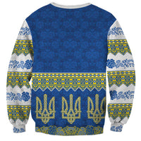 Ukraine Vyshyvanka Motif Sweatshirt Ukrainian Coat Of Arms Rose Patterns - Wonder Print Shop