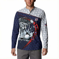 Personalized USA Golf Button Sweatshirt Powerful Eagle