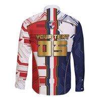 Custom Panama Football Long Sleeve Button Shirt Cybernetic Mech Warrior Flag