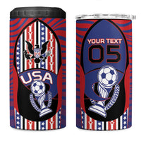Custom United States Soccer 4 in 1 Can Cooler Tumbler American Eagle Flag Stars And Stripes