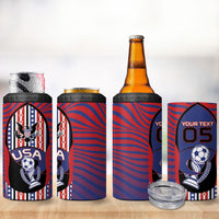 Custom United States Soccer 4 in 1 Can Cooler Tumbler American Eagle Flag Stars And Stripes