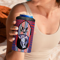 Custom United States Soccer 4 in 1 Can Cooler Tumbler American Eagle Flag Stars And Stripes