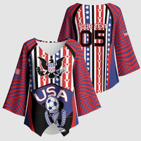 Custom United States Soccer Kimono Sleeve Blouse American Eagle Flag Stars And Stripes