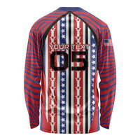 Custom United States Soccer Long Sleeve Shirt American Eagle Flag Stars And Stripes
