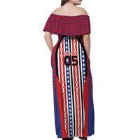 Custom United States Soccer Off Shoulder Maxi Dress American Eagle Flag Stars And Stripes