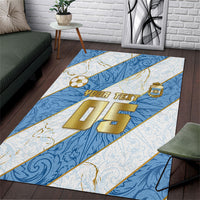Custom Argentina Football Area Rug Sun Of May Baroque Filigree Gold Striped Patterns