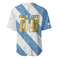Custom Argentina Football Baseball Jersey Sun Of May Baroque Filigree Gold Striped Patterns