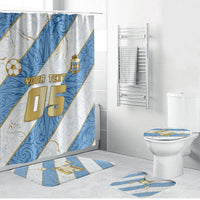 Custom Argentina Football Bathroom Set Sun Of May Baroque Filigree Gold Striped Patterns