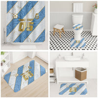 Custom Argentina Football Bathroom Set Sun Of May Baroque Filigree Gold Striped Patterns