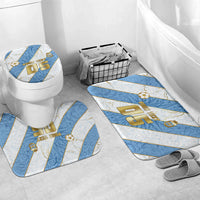 Custom Argentina Football Bathroom Set Sun Of May Baroque Filigree Gold Striped Patterns