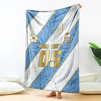 Custom Argentina Football Blanket Sun Of May Baroque Filigree Gold Striped Patterns
