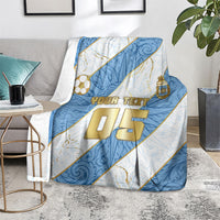 Custom Argentina Football Blanket Sun Of May Baroque Filigree Gold Striped Patterns