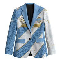 Custom Argentina Football Blazer Sun Of May Baroque Filigree Gold Striped Patterns