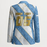 Custom Argentina Football Blazer Sun Of May Baroque Filigree Gold Striped Patterns