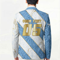 Custom Argentina Football Blazer Sun Of May Baroque Filigree Gold Striped Patterns