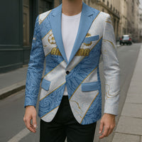 Custom Argentina Football Blazer Sun Of May Baroque Filigree Gold Striped Patterns
